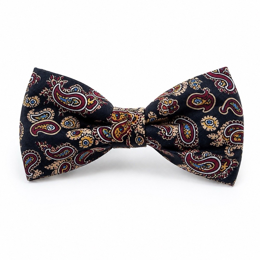 Vintage Echo Silk Neck Bow Tie Men Multicolor Paisley Classic Preppy Made Japan